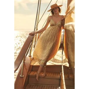 New Anthropologie Let Me Be Babydoll Midi Dress Large Floral Yellow